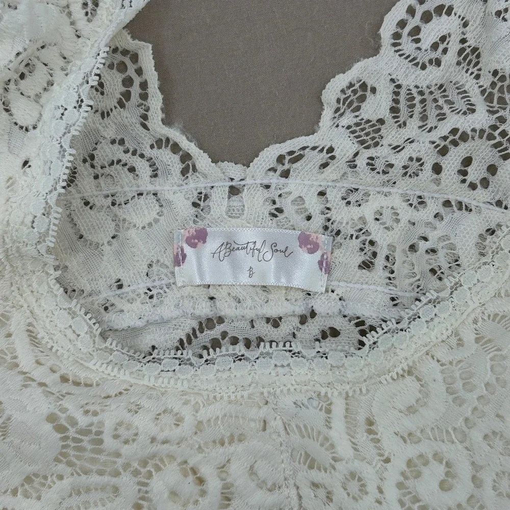 A Beautiful Soul‎ Lace Bralette Women B Blue White Floral Crop Boho Coquette 2PK